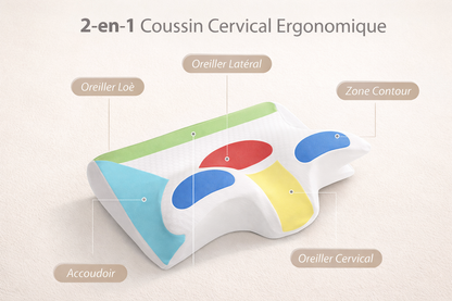 Oreiller en mousse, contour 2-en-1
